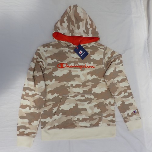 Champion Hoodie Youth XL Camo Pullover Tan Beige Orange Logo Athletic Streetwear - Picture 5 of 12