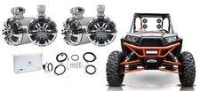  4 Rockville 6.5" Tower Speakers 4-Channel Amplifier Amp For RZR/ATV/UTV/Cart