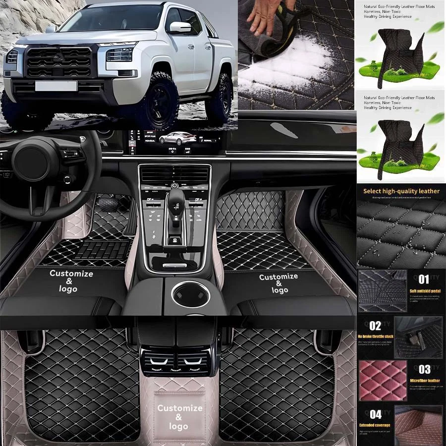 For Mitsubishi L200 Car Floor Mats Carpets Cargo Liners Custom All Weather Foto 3 de 4