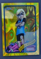 Valeria Richards 2025 Topps Chrome Marvel Yellow Lava Refractor Card-#87