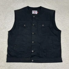 Vintage Biltwell Vest Mens Large Black Prime Cut Denim Motorcycle Biker Y2K USA