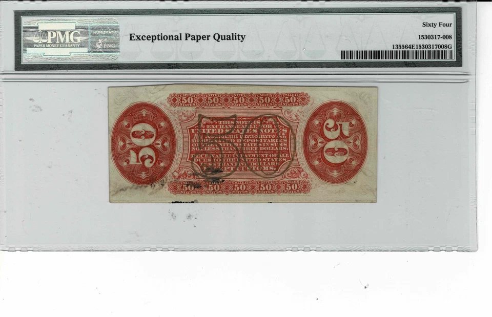 .50 Cent Fractional Currency note--fr.1355 (Justice/Autographed) PMG CU 64 EPQ - Image 2 of 4