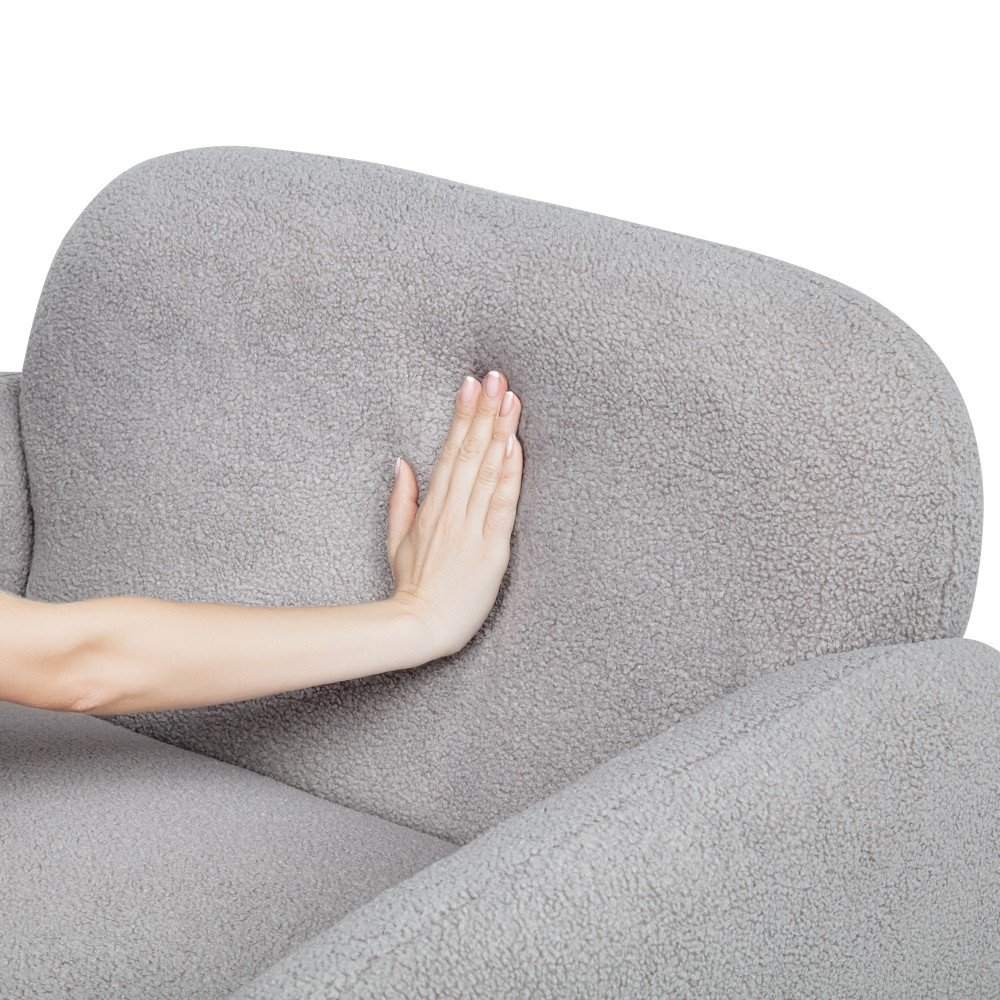 Single Armchair Sofa with Pillow, Teddy Velvet