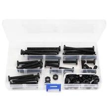 binifiMux 60pcs 1/4"-20 Black Allen 1/2, 1, 1-1/2,1-3/4, 2-1/4, 2-1/2, 