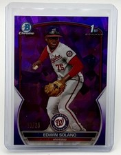 Edwin Solano 2023 Bowman Chrome Sapphire Purple Parallel #/25 Nationals