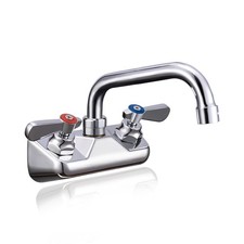 Leak-Free Commercial Sink Faucet 4" Center 6" Spread Spout, Wall Mount Bar Fa...