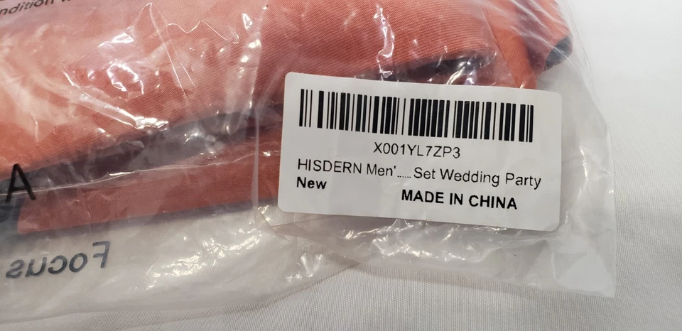 HISDERN Men's Cotton Formal Wedding Suit Vest, Burnt Orange, 2XL - Image 3 of 4