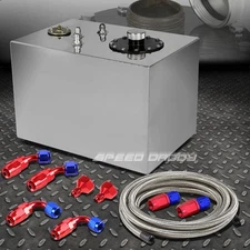 12 GALLON TOP-FEED ALUMINUM FUEL CELL GAS TANK+CAP+LEVEL SENDER+STEEL LINE KIT