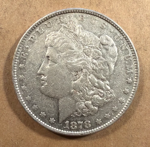1878 US Morgan Silver Dollar 8 Tail Feathers - Circulated EF/EF+