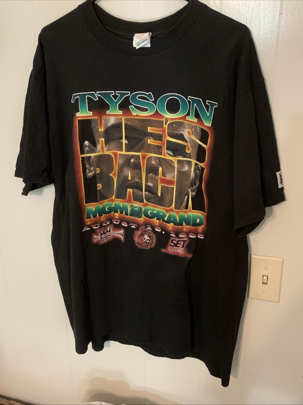 Mike Tyson He's Back Black T-Shirt MGM Grand August 19th 1995 Fight Size 2XL