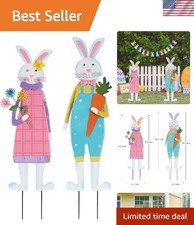 Whimsical 3D Bunny Garden Stakes - Durable Metal Decor for Easter Celebrations