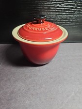 Le Creuset Cerise Red Stoneware Indian 6 oz Condiment Pot Sauce Jam No Spoon