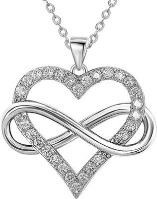 JES & JANI Infinity Heart Necklace for 16'' Chain with 2'' Extender, Silver
