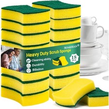 Heavy Duty Scrub Sponges Non Scratch Double Sided Reusable Scouring Pads for