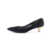 Prada Gold-Tone Crystal Heel Black Suede Pumps Women Shoes aa35444 152898045