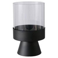 Windlicht Laterne Teelichhalter Glas Metall Schwarz Transparent Ø 19 X H 29 Cm