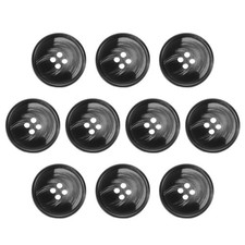 10pcs Resin Sewing Button, 25mm 1" 4 Holes Round Coat Buttons, 2 Black Pattern