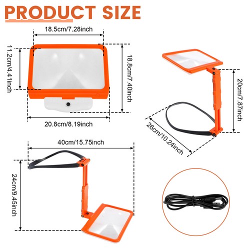 Hands Free Magnifying Glass with LED Lights 5X Flexible Neck Wear WenhG - Picture 2 of 22