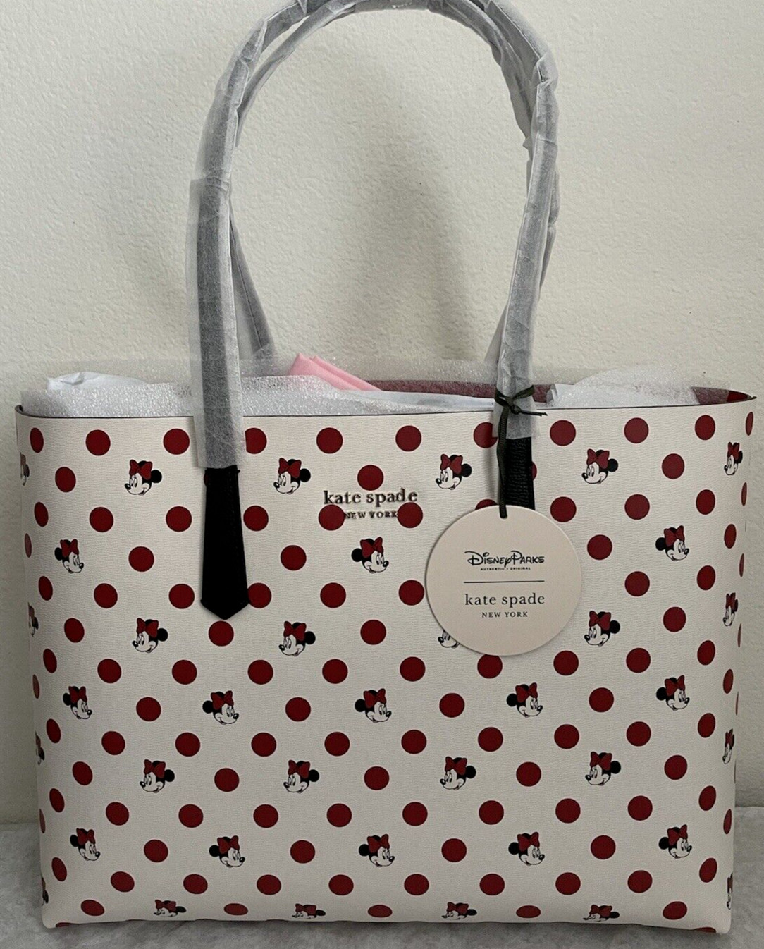 NWT Kate Spade NY Disney Minnie Mouse Large Tote Bag Parchment Multi PXR00430