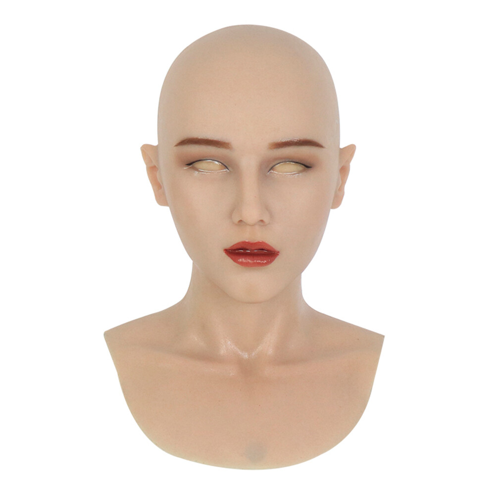 Realistic Silicone Female Mask Headgear With Makeup Crossdresser Transgender image 2