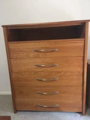 Drawers 47 Tallboy Australian Made Solid Ironbark 5 Drawers