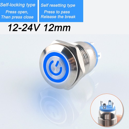 Ø 12mm SmartSwitch 3-6V / 12-24V / 5A IP65 LED Illuminated POWER Button Switch - Picture 41 of 43