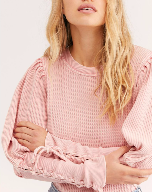 womens pink thermal top