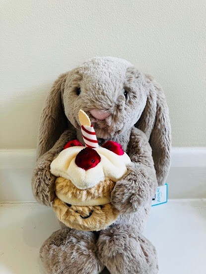 JELLYCAT MY NAME IS BASHFUL BEIGE BUNNY BIRTHDAY NEW + TAGS