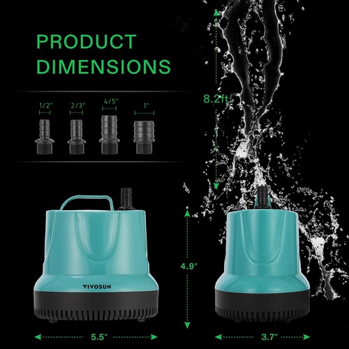VIVOSUN 660GPH 40W Submersible Pump for Fish Tank, Pond, Aquarium, Hydroponic... - Picture 6 of 7