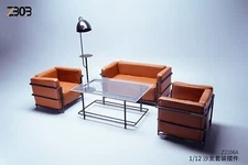 Z2106A: ZBOBTOYS 1/10 Living Room Sofa Furniture Set (5 pcs) - Brown