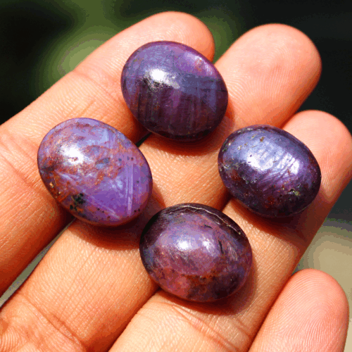 4 Pcs Natural Star Ruby Top Quality 18mm-21mm Oval Cabochon Loose Gemstones Lot