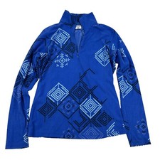 Columbia L/S 1/4 Zip Mock Neck Tribal Geometric Fleece Pullover Sweatshirt Sz S