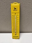VINTAGE JOHN DEERE DEER 13” METAL ENAMEL THERMOMETER SIGN CAR GAS OIL TRUCK