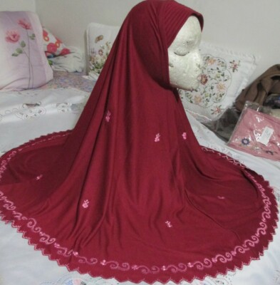 1 Piece Amir hijab embroidery design Scarf Solid color it long to caver yo  bust