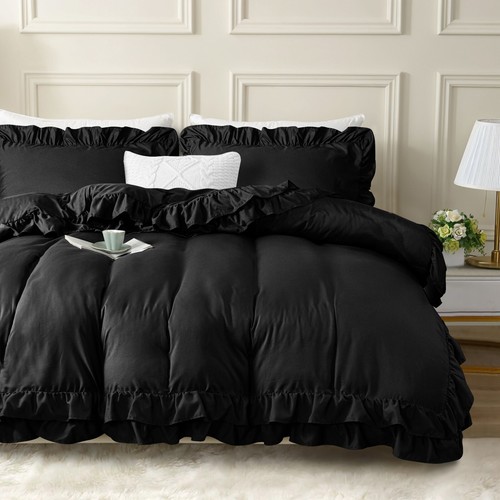 Luxury Ruffled Frill Duvet Quilt Cover Bedding Set Single Double King Size - Picture 11 of 46