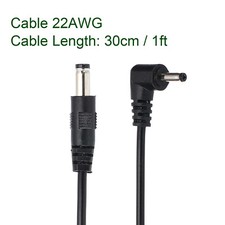 DC Power 5.5mm x 2.1mm Male to 3.5mm x 1.35mm Male Plug Angle Adapter LED Cable