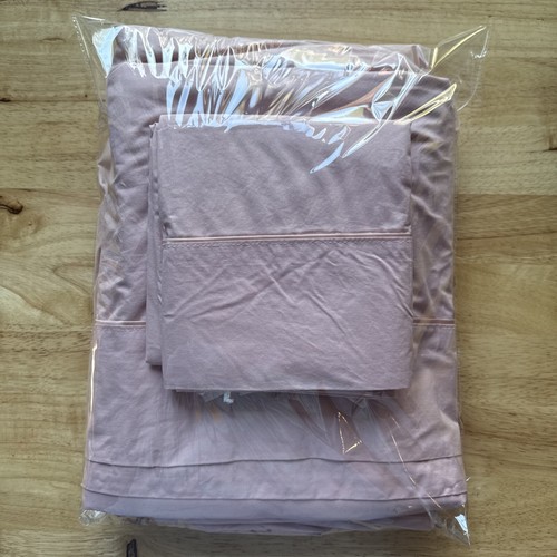 VTG Martex Solid Pink QUEEN Sheet Set & 2 Standard Pillowcases 200 Cale USA 4pc
