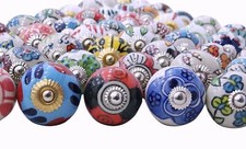 10 Vintage Look Flower Ceramic Door Knobs Handle Pull Door Handle Cabinet Drawer