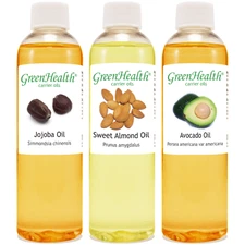 Carrier Oil Set: Sweet Almond, Avocado, and Jojoba Oil - 4 fl oz - GreenHealth