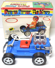 Vintage Piston Powered Go-kart Tin Toy Original Box 3 Missing Driver Tested
