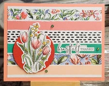 Stampin Up MIXED MEDIA FLORAL DSP * HEARTFELT THANKS * CARD KIT-Makes 4- PRETTY!