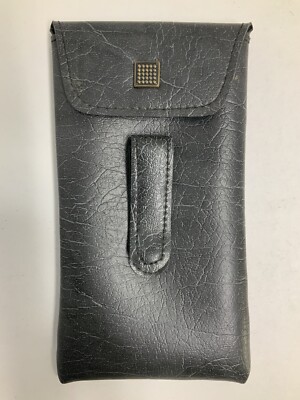 Vintage Verticle Gray Open Hook & Loop Close Soft Eyeglass Case With Belt Clip