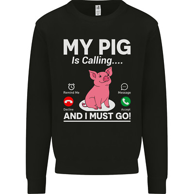 Mein Schwein ruft und ich muss gehen lustiges Landwirtschaft Herren Sweatshirt Pullover