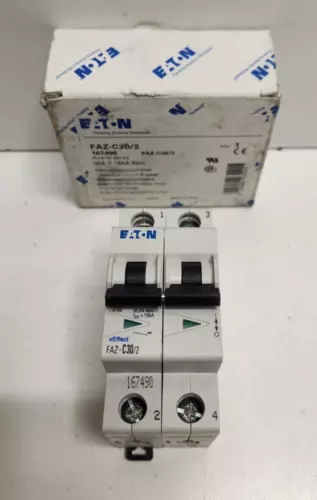 NEW OLD STOCK! EATON 30A 277/480V 2-POLE CIRCUIT BREAKER 167490 FAZ-C30/2