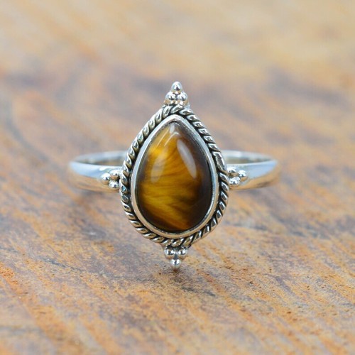 Tiger's Eye Ring 925 Sterling Silver Band Ring Statement Handmade ...