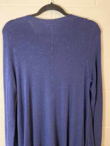 Eileen Fisher Navy Blue Oversized Crewneck Sharkbite Hemline Sweater Size Small - 第 7/10 張圖片