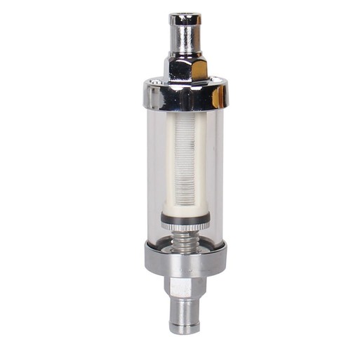 Universal Gas Diesel Fuel Filter ​Clear View Inline 3/8" Chrome Hose Barb ​ - Picture 11 of 14