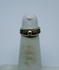 STERLING SILVER SMALL ADJ. RING W BEAD CENTER 1.25 FMN154