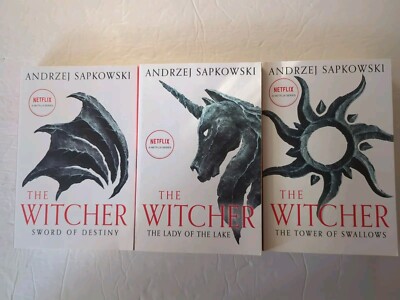 Lot of 3 ANDRZEJ SAPKOWSKI The Witcher books: Tales Of The Witcher, Saga 4,5 -VG
