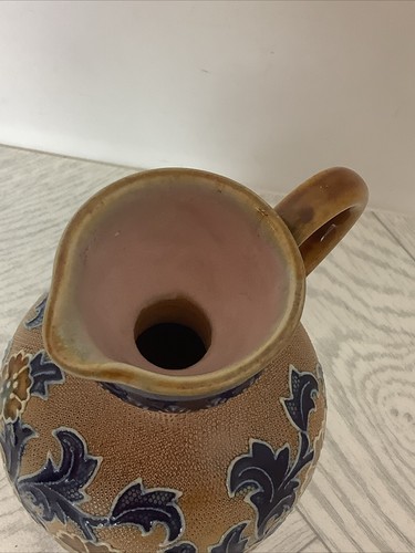 Royal Doulton Salter Stoneware Painted Jug 1898-1899 Floral Fleur-de-lys @bri #D - Picture 10 of 11
